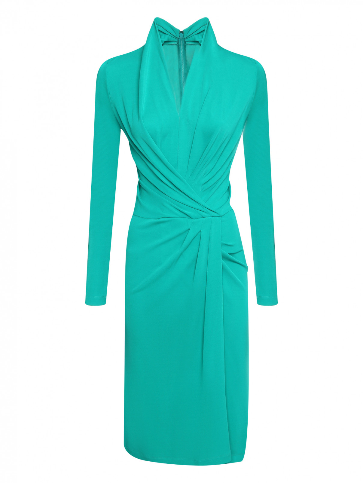 Платье на запах из вискозы Alberta Ferretti  –  Общий вид  – Цвет:  Зеленый
