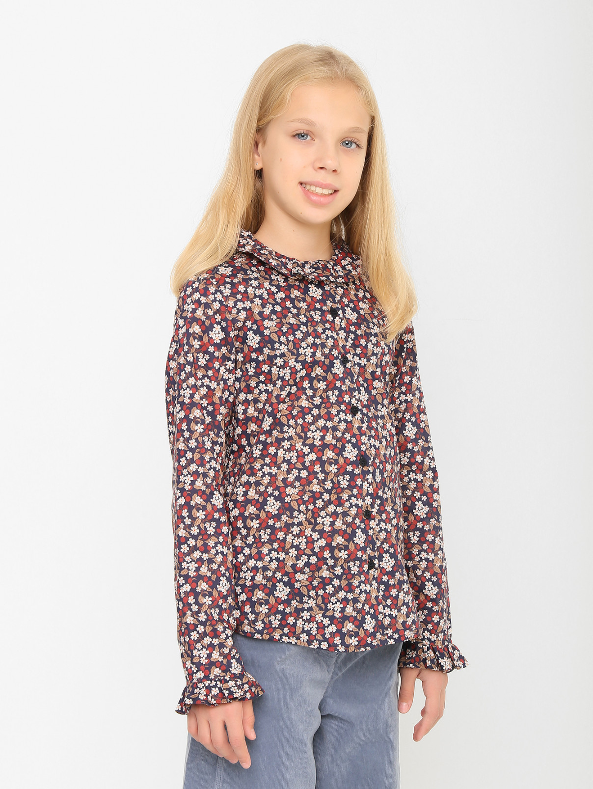 Хлопковая блуза с узором Il Gufo  –  МодельВерхНиз  – Цвет:  Узор