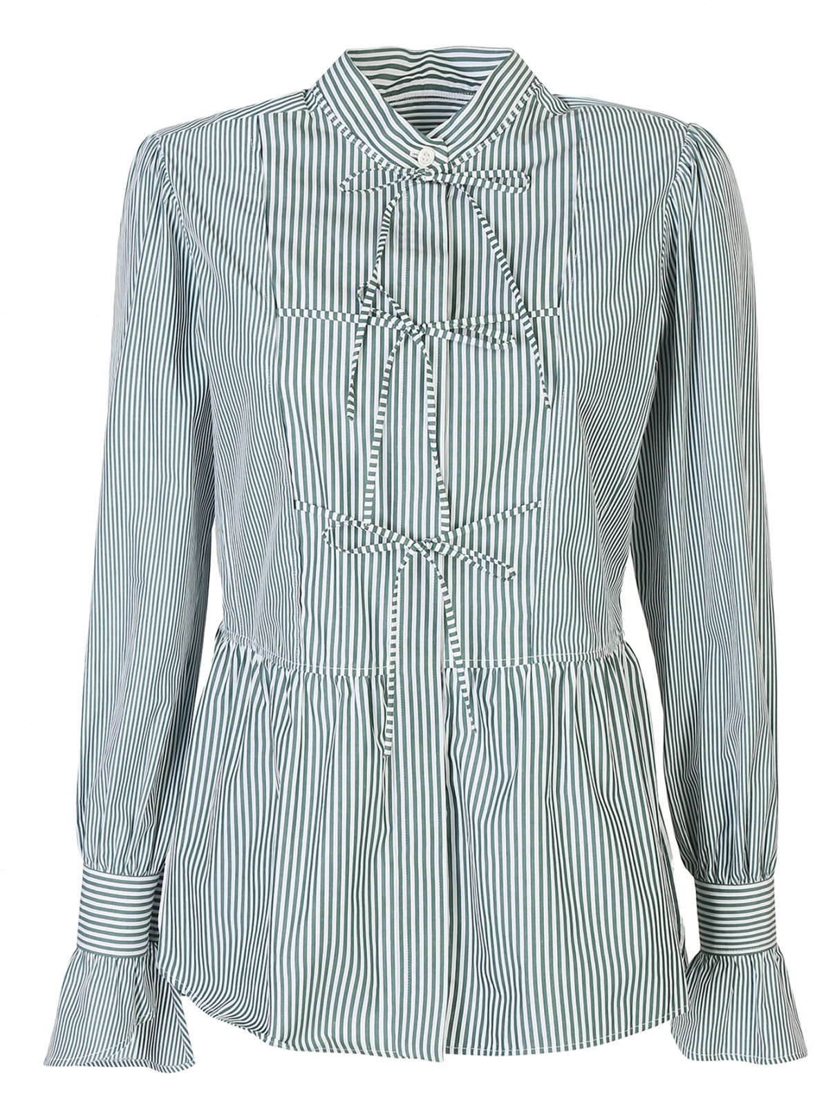 Блуза из хлопка, с узором полоска Alexachung  –  Общий вид  – Цвет:  Белый