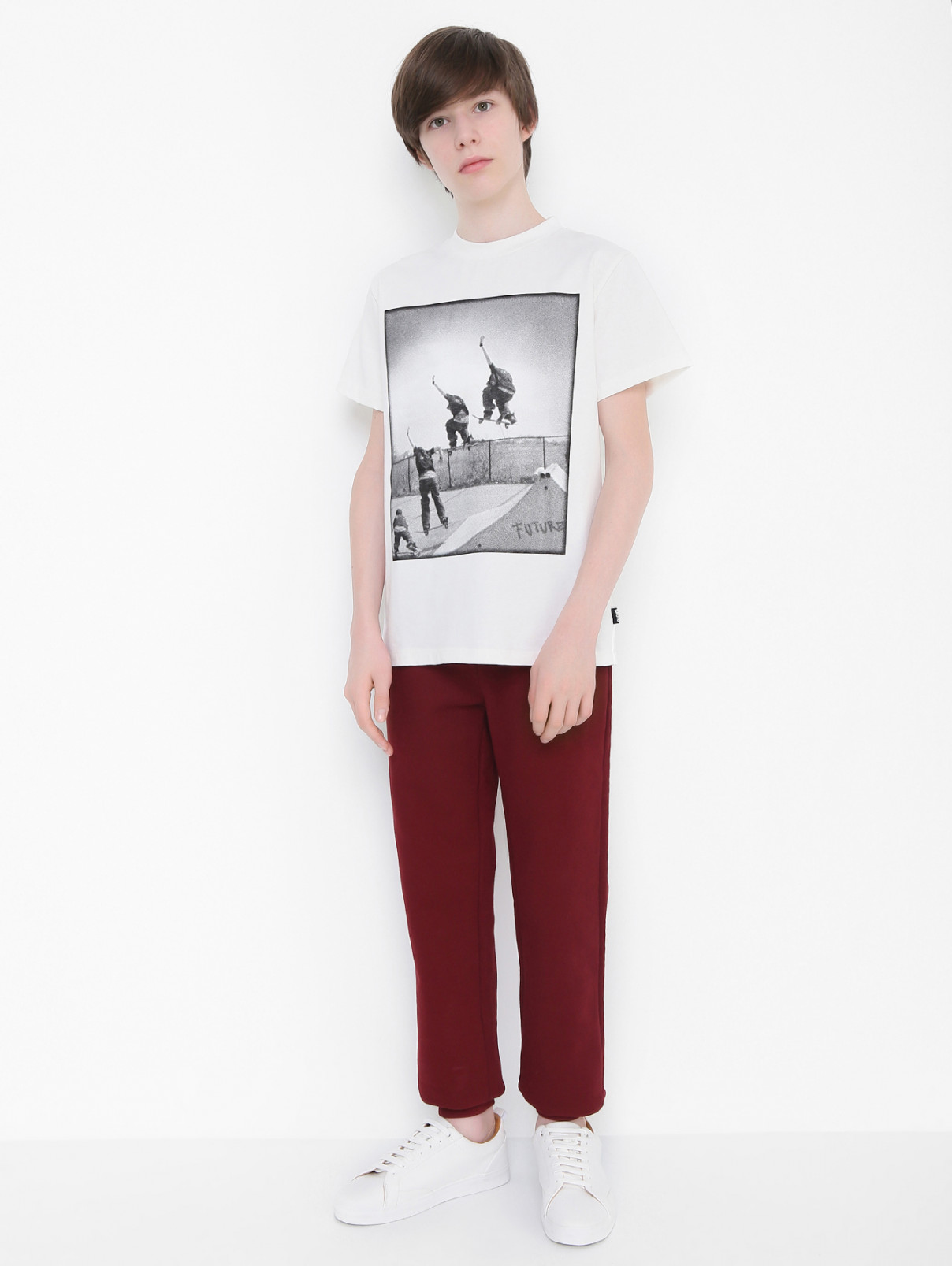 Трикотажные брюки на резинке Il Gufo  –  МодельОбщийВид  – Цвет:  Красный