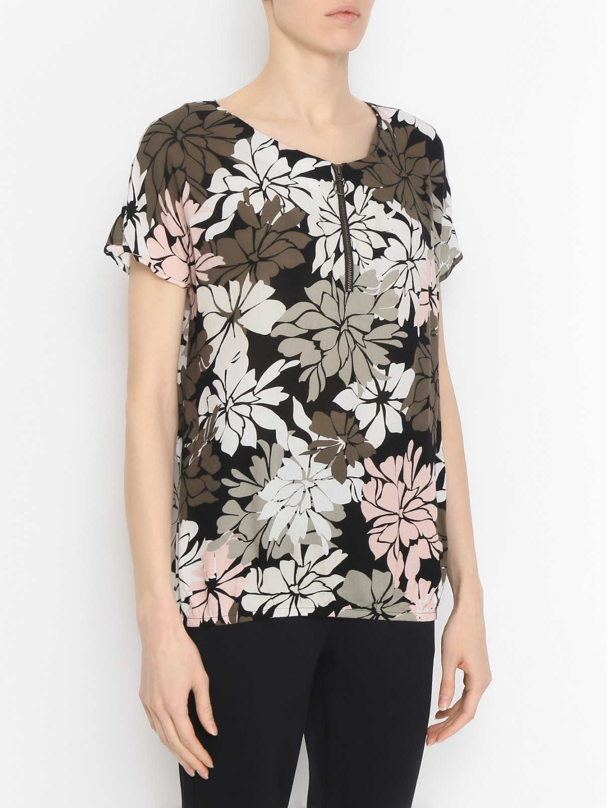 Блуза из вискозы с цветочным узором Comma  –  МодельВерхНиз