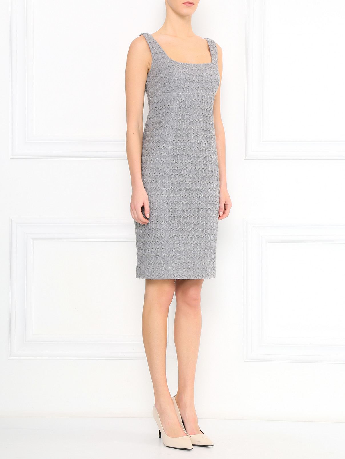 Платье-футляр  из смешанного мохера Moschino  –  Модель Общий вид  – Цвет:  Серый