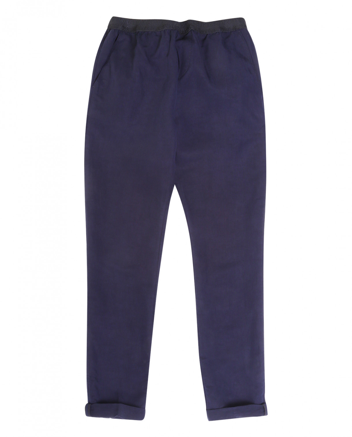 Льняные брюки на фактурной резинке Chloé Stora  –  Общий вид  – Цвет:  Синий
