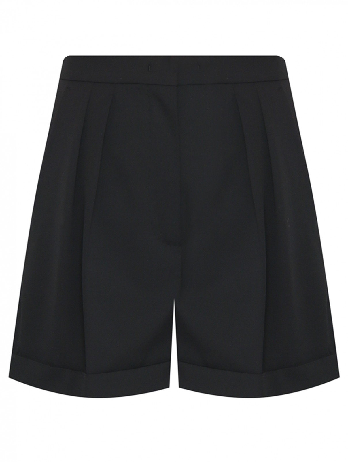 Однотонные шорты из шерсти с карманами Max Mara  –  Общий вид  – Цвет:  Черный
