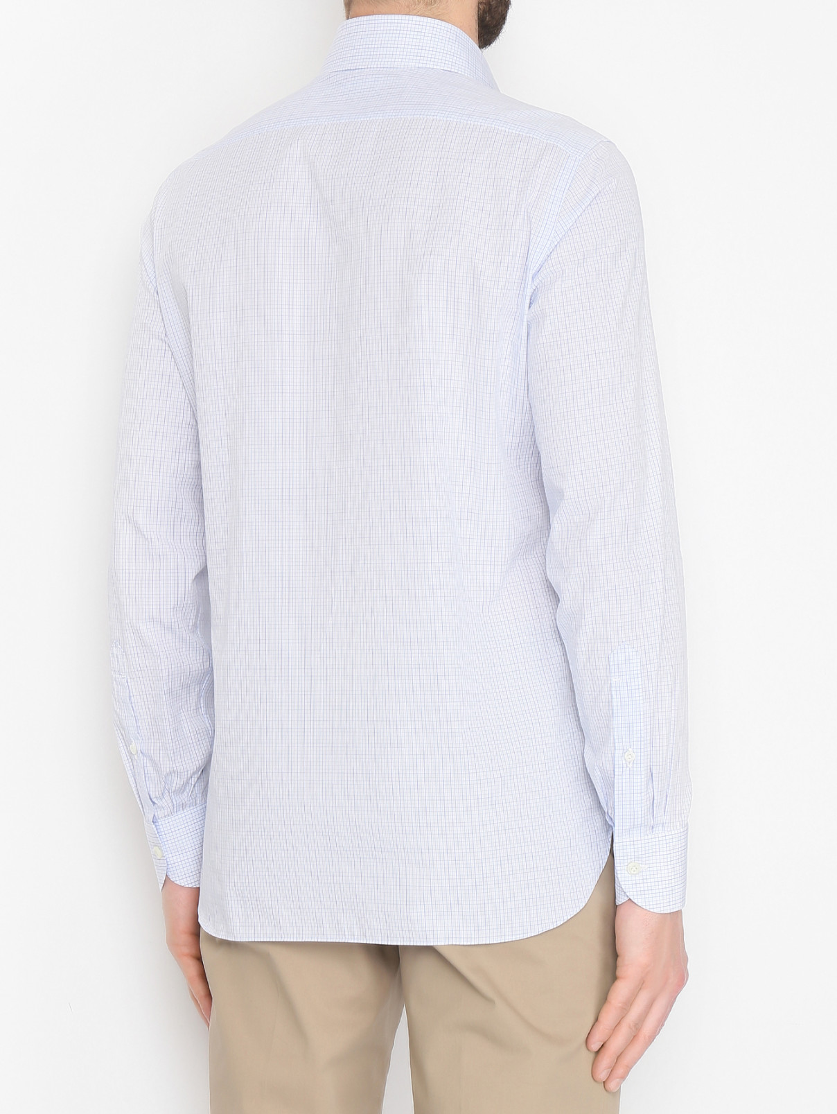 Рубашка из хлопка с узором Giampaolo  –  МодельВерхНиз1  – Цвет:  Синий