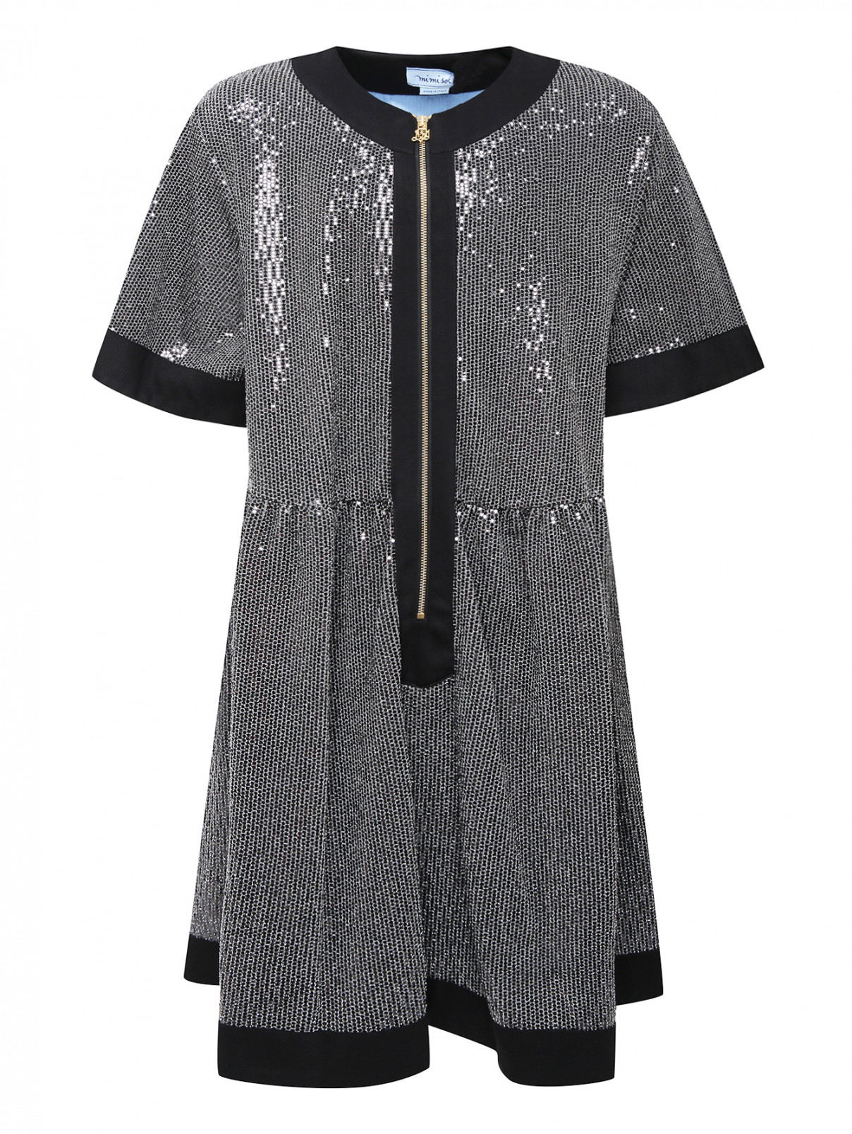 Платье свободного кроя с пайетками MiMiSol  –  Общий вид  – Цвет:  Черный