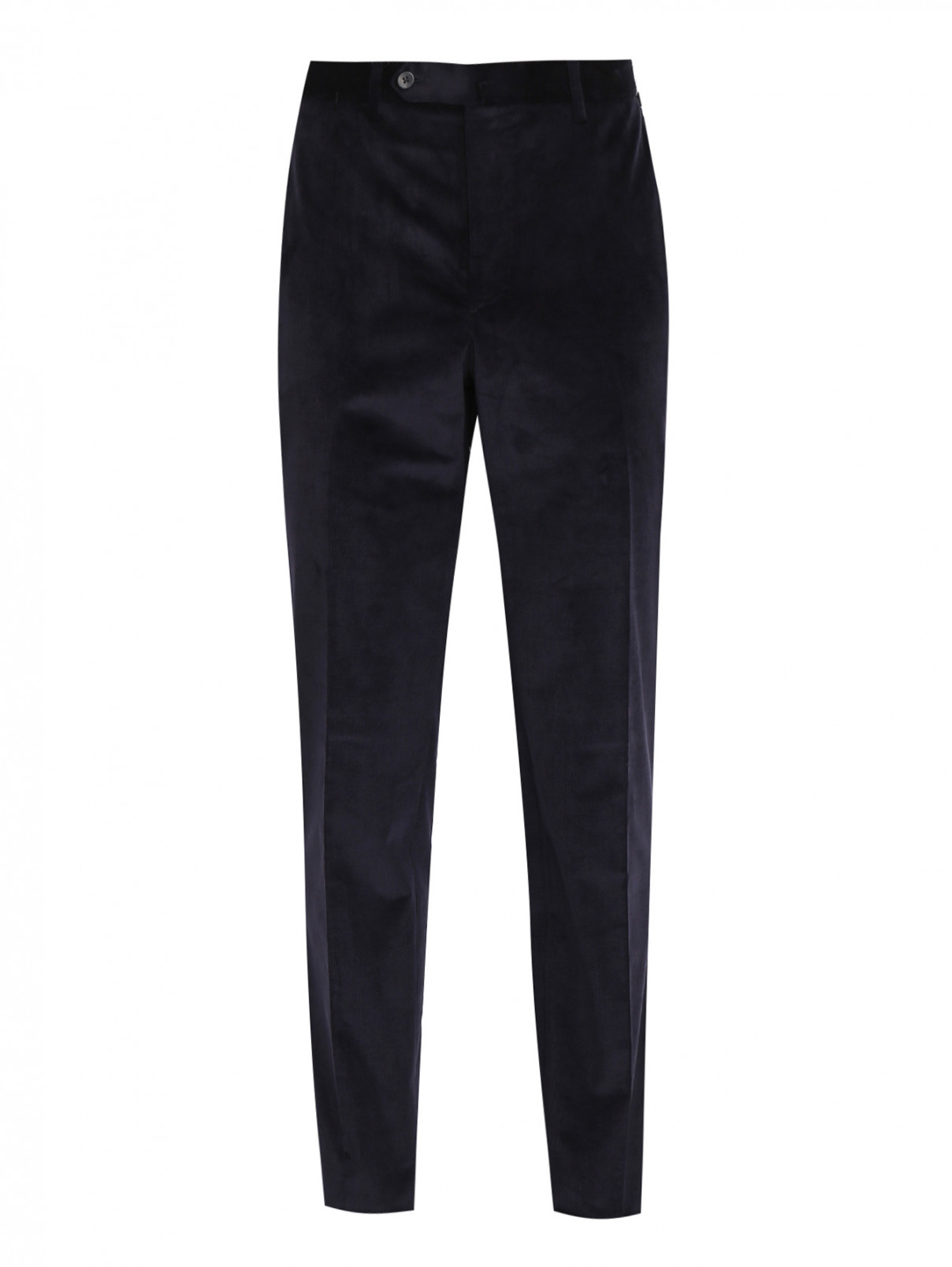 Вельветовые брюки с карманами Isaia  –  Общий вид  – Цвет:  Синий