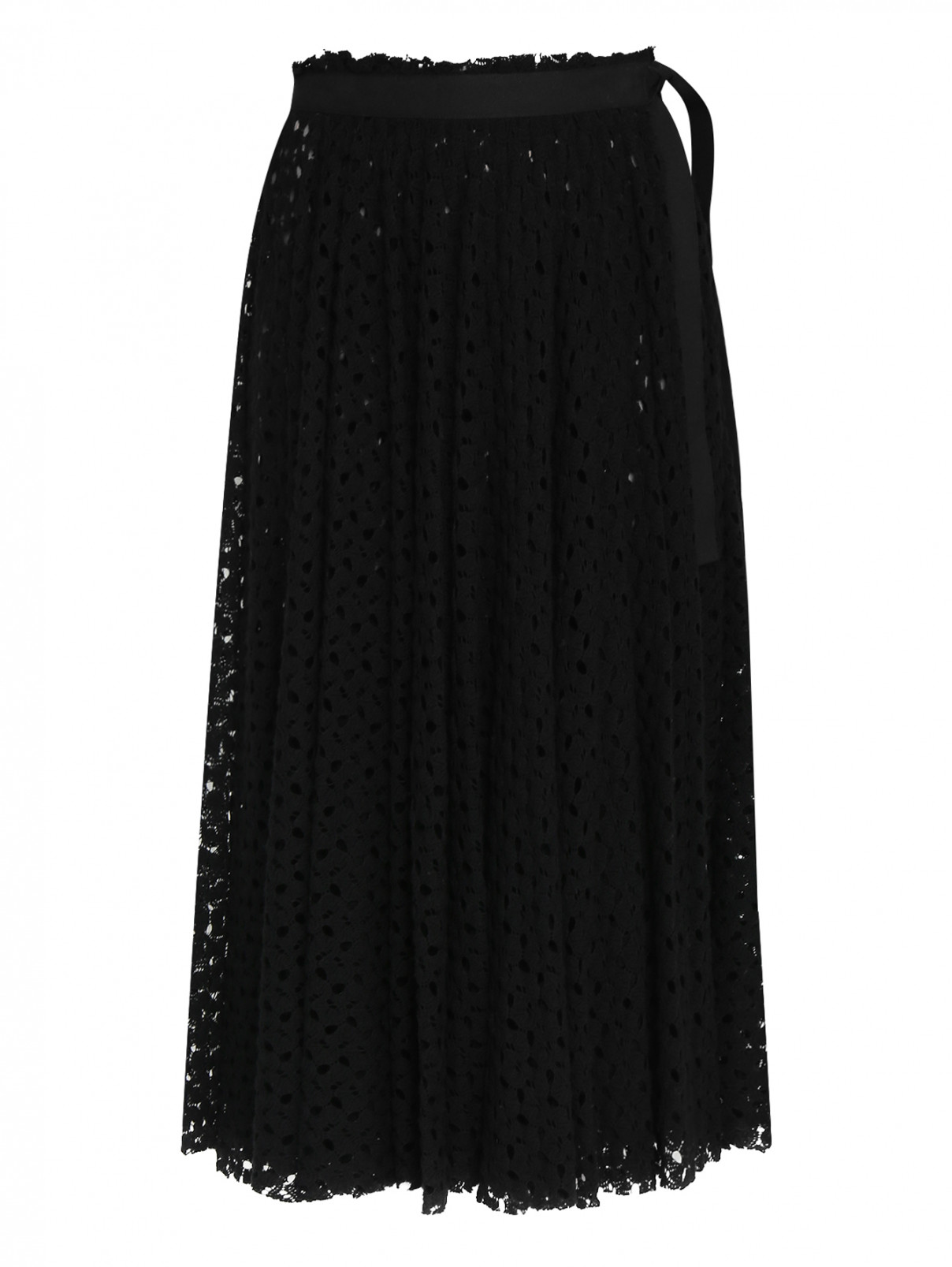 Полупрозрачная юбка из шерсти с узором Jil Sander  –  Общий вид  – Цвет:  Черный