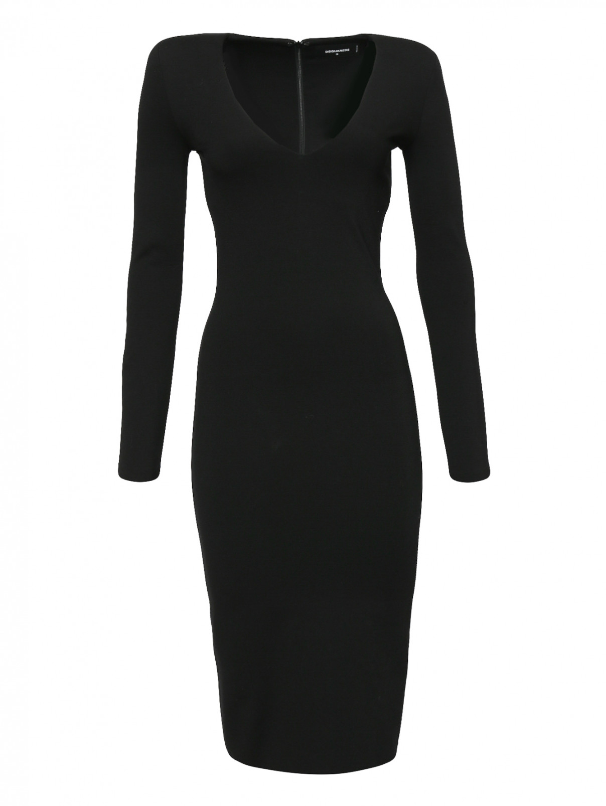 Платье-футляр с V-образным вырезом Dsquared2  –  Общий вид  – Цвет:  Черный