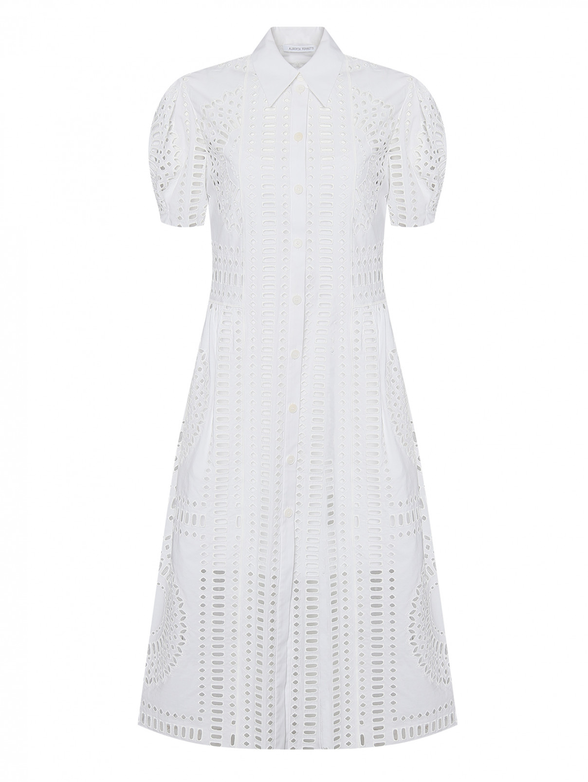 Платье с вышивкой ришелье Alberta Ferretti  –  Общий вид  – Цвет:  Белый