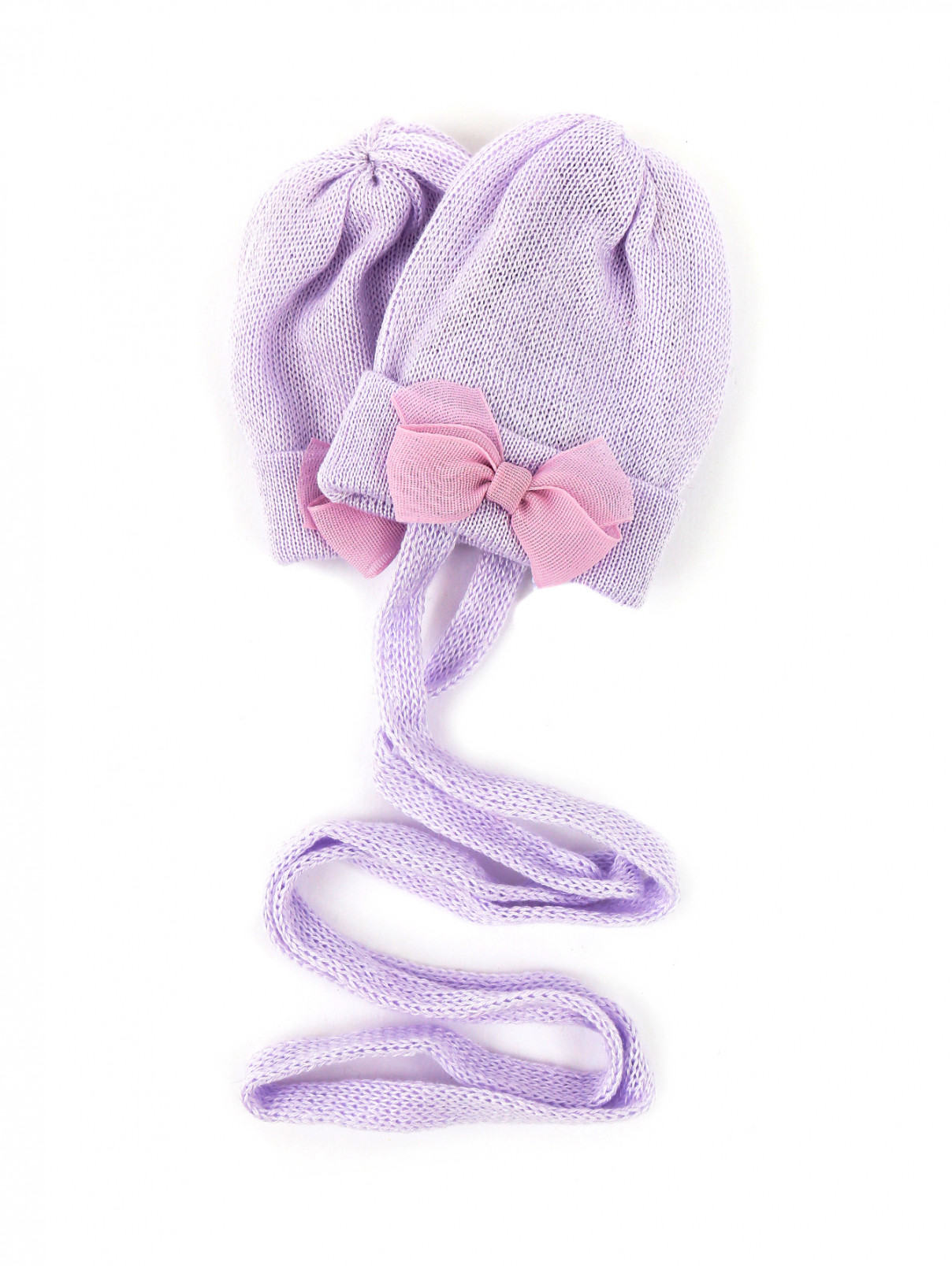 Варежки-царапки с декоративным бантиком IL Trenino  –  Общий вид  – Цвет:  Фиолетовый