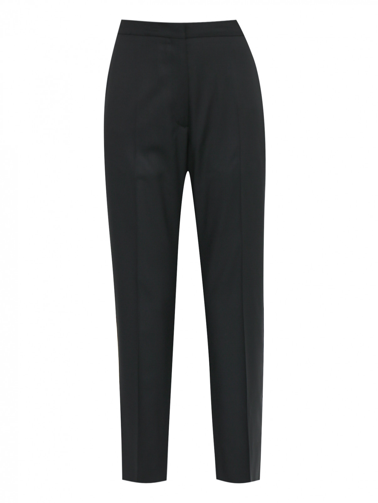 Укороченные брюки из шерсти прямого кроя Rochas  –  Общий вид  – Цвет:  Черный