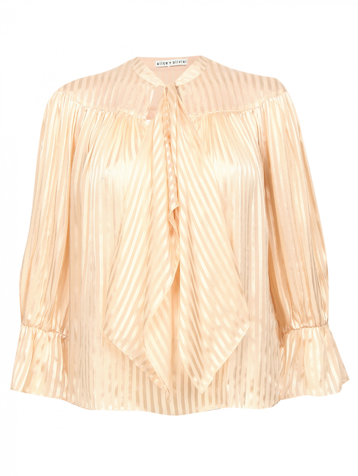 Блуза из смесового шелка с фантазийным воротником Alice+Olivia  –  Общий вид  – Цвет:  Бежевый
