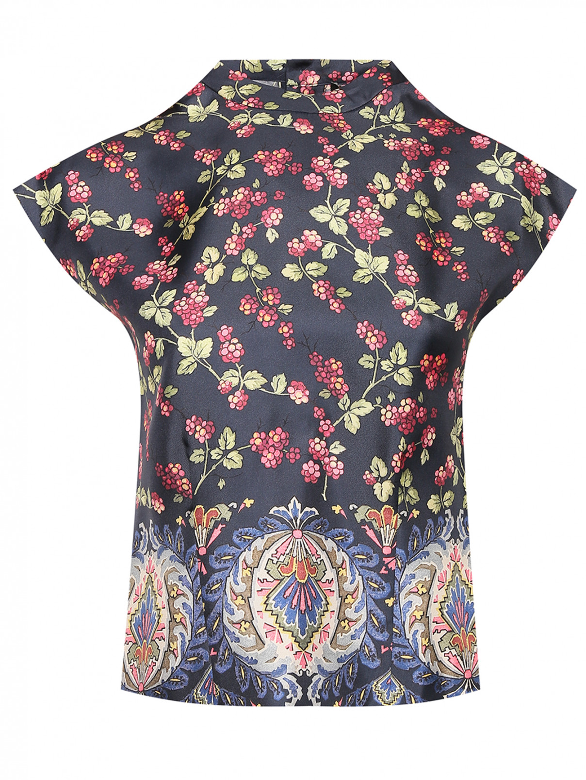 Блуза из шелка с цветочным узором на пуговицах Etro  –  Общий вид  – Цвет:  Мультиколор