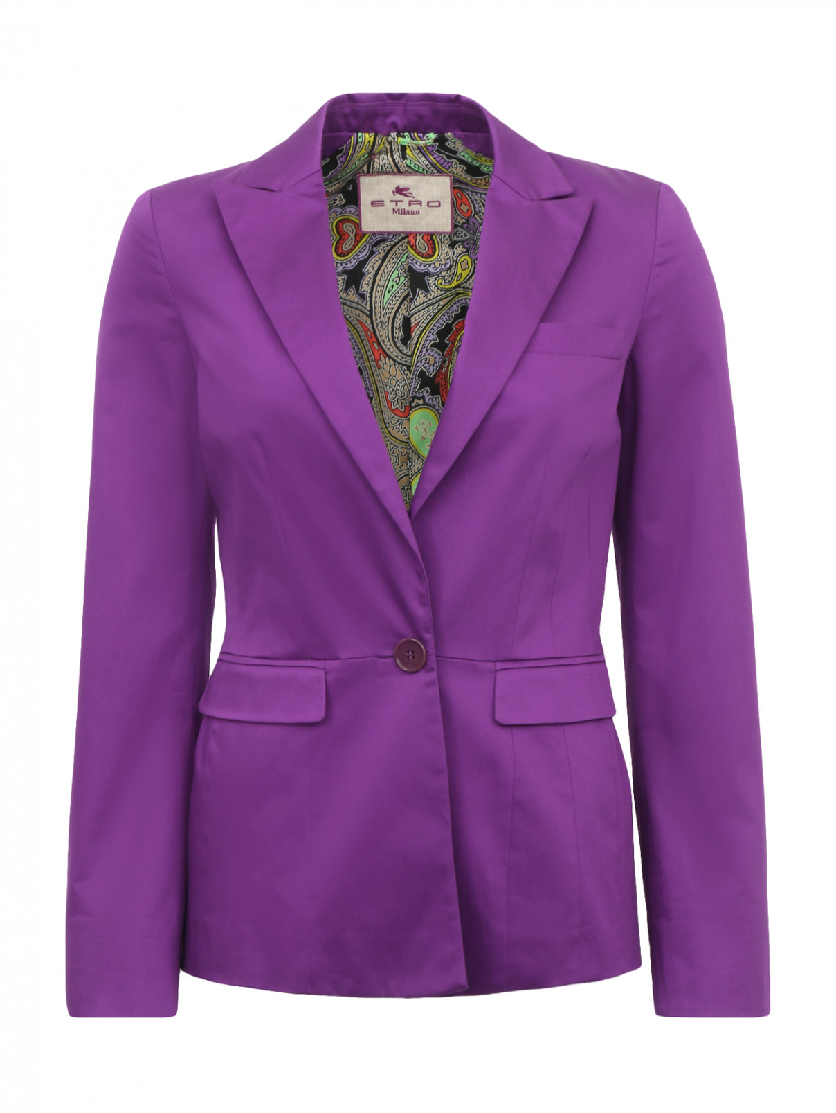 Однобортный пиджак из хлопка Etro  –  Общий вид  – Цвет:  Фиолетовый