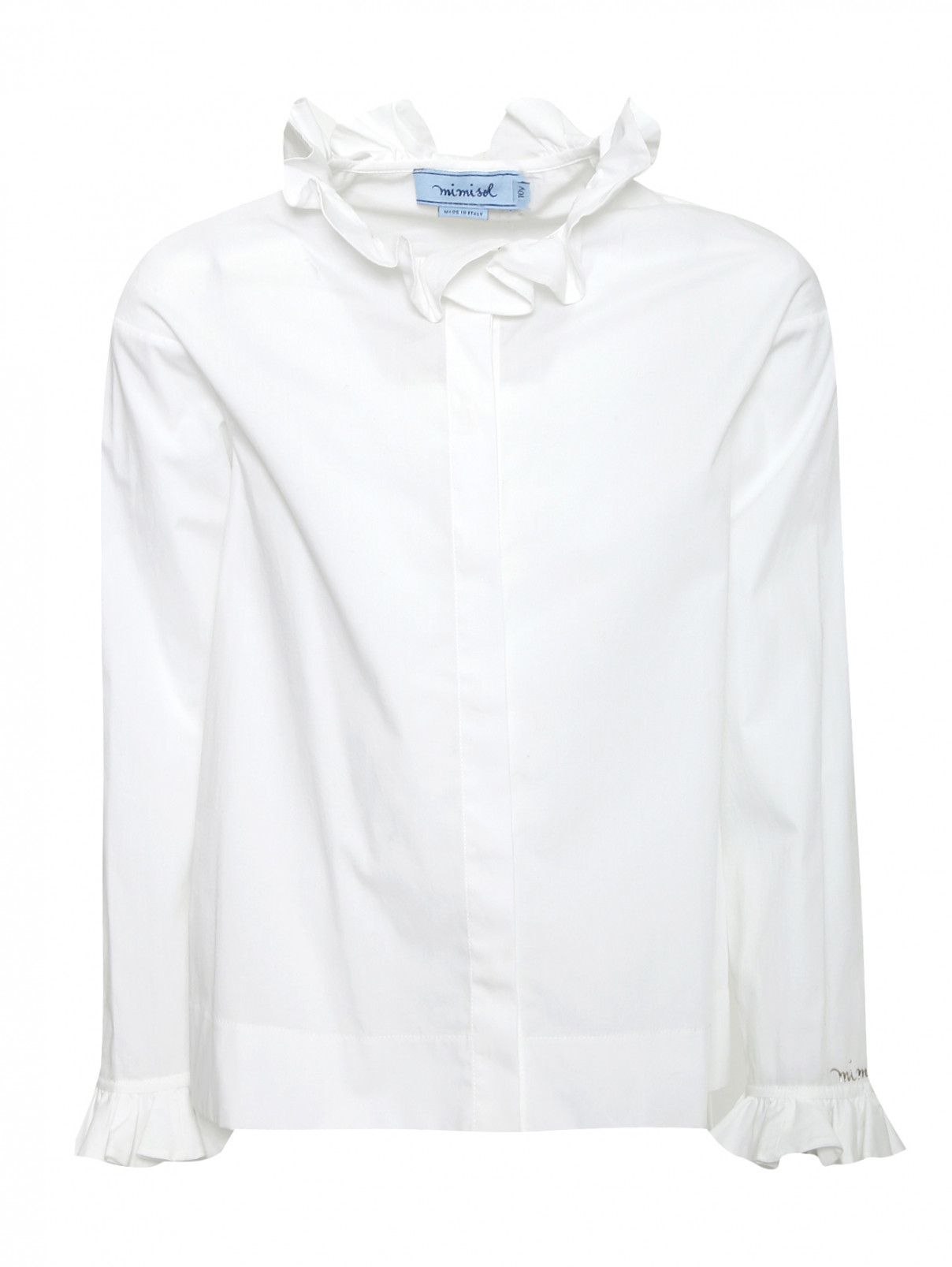 Блуза хлопковая с оборками MiMiSol  –  Общий вид  – Цвет:  Белый