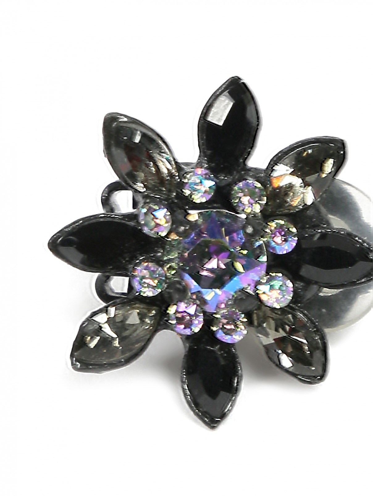 Клипсы в виде цветка с кристаллами Poggi  –  Деталь  – Цвет:  Черный