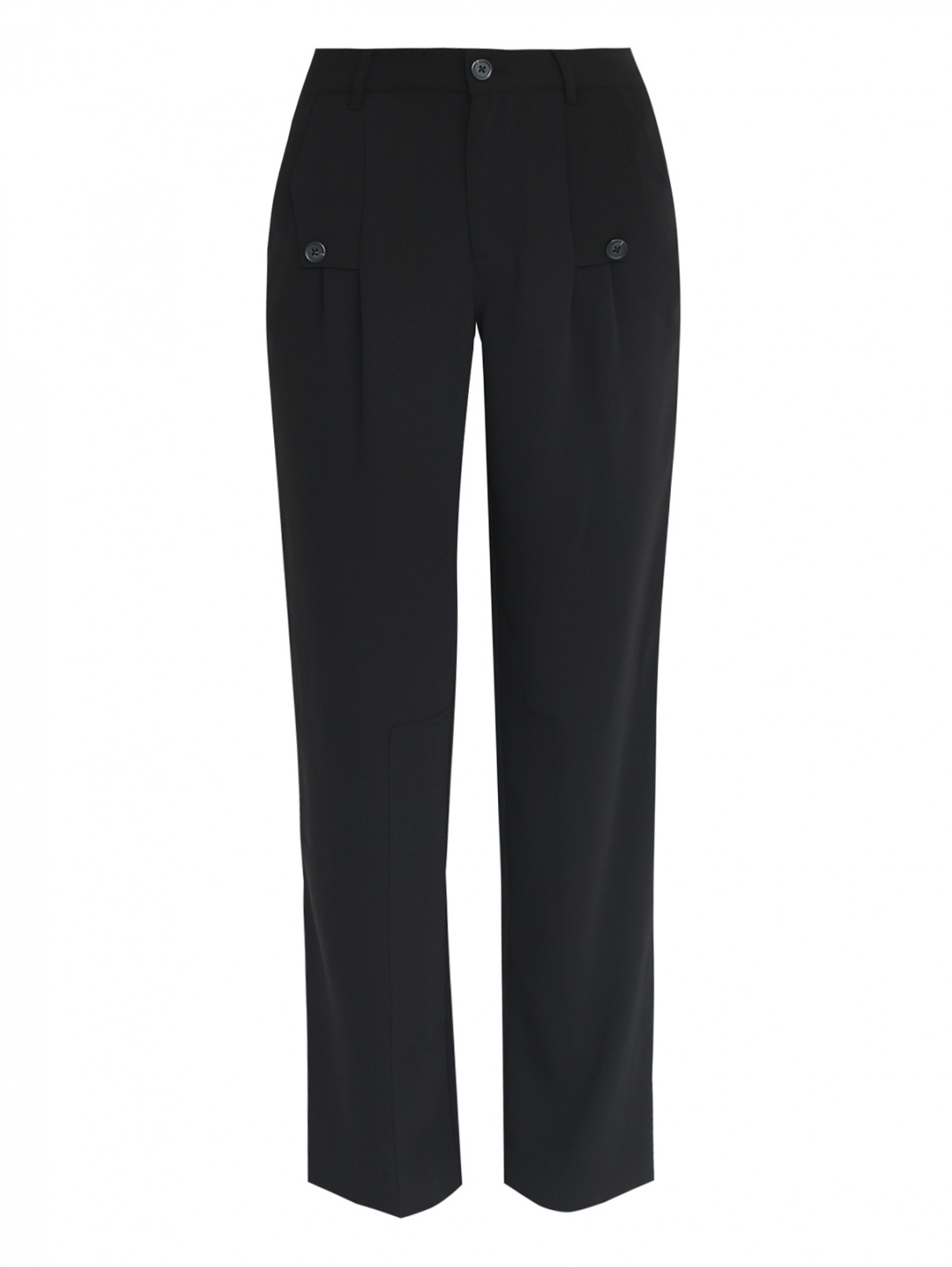 Укороченные брюки с декором Emporio Armani  –  Общий вид  – Цвет:  Черный
