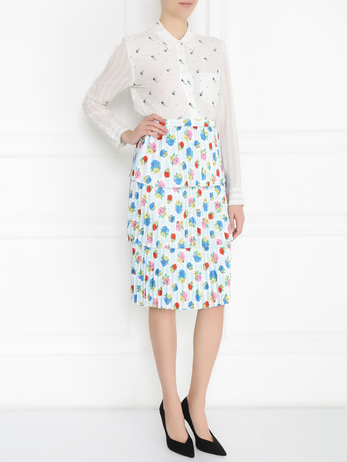 Плиссированная юбка с цветочным узором Manoush  –  Модель Общий вид  – Цвет:  Узор