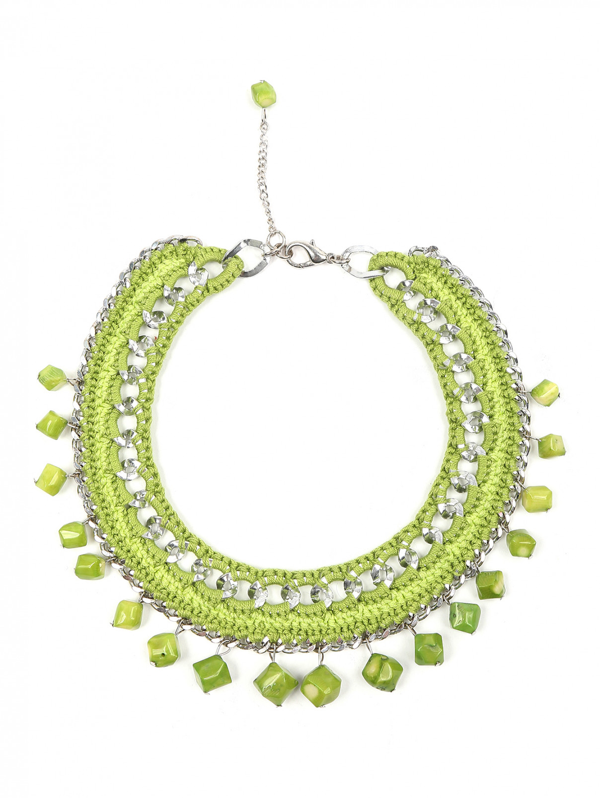 Ожерелье из текстиля и металла Inga Kazumyan  –  Общий вид  – Цвет:  Зеленый