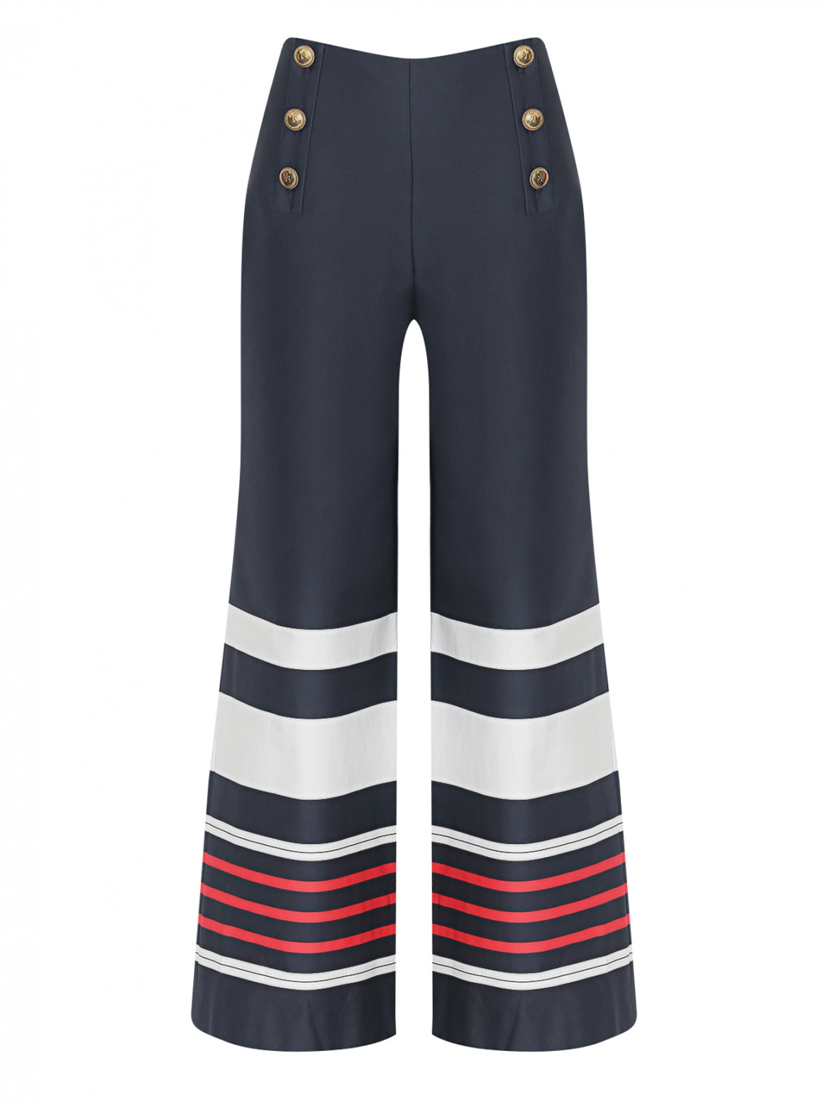 Широкие брюки с узором полоска Luisa Spagnoli  –  Общий вид  – Цвет:  Синий