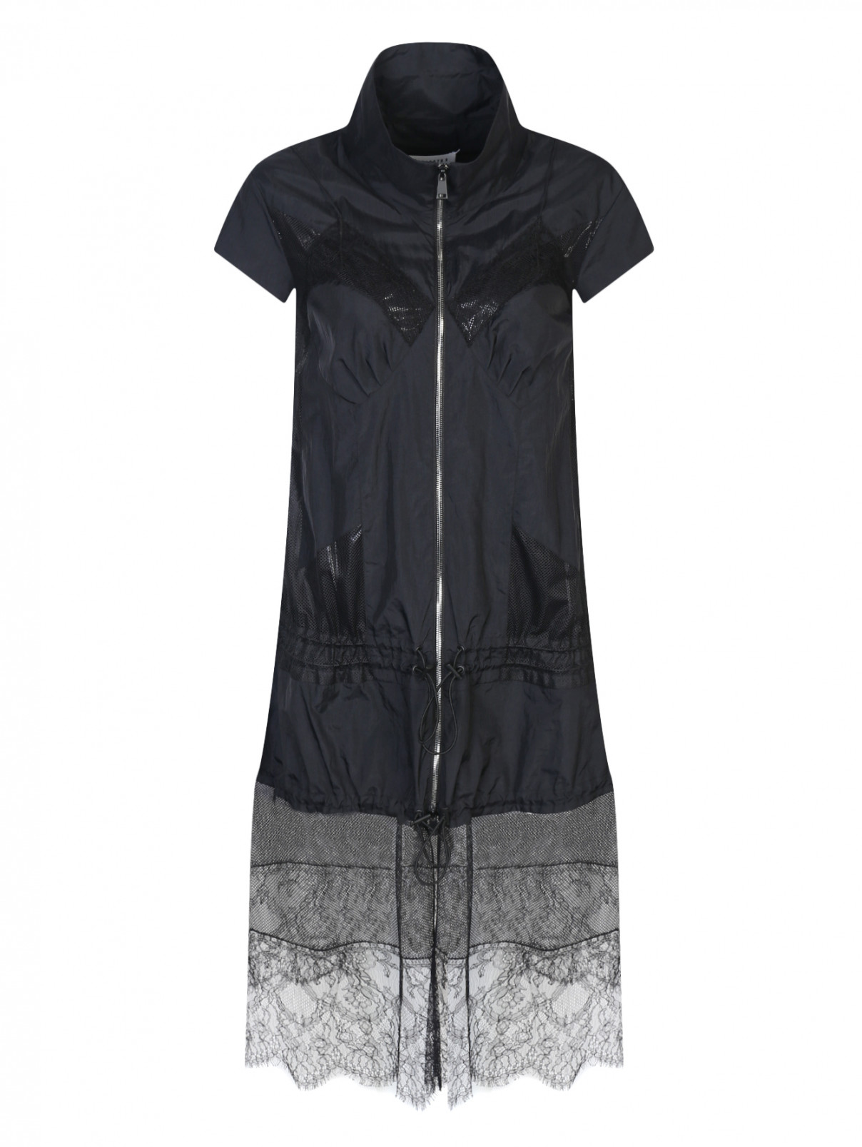 Платье с кружевной отделкой Maison Margiela  –  Общий вид  – Цвет:  Черный