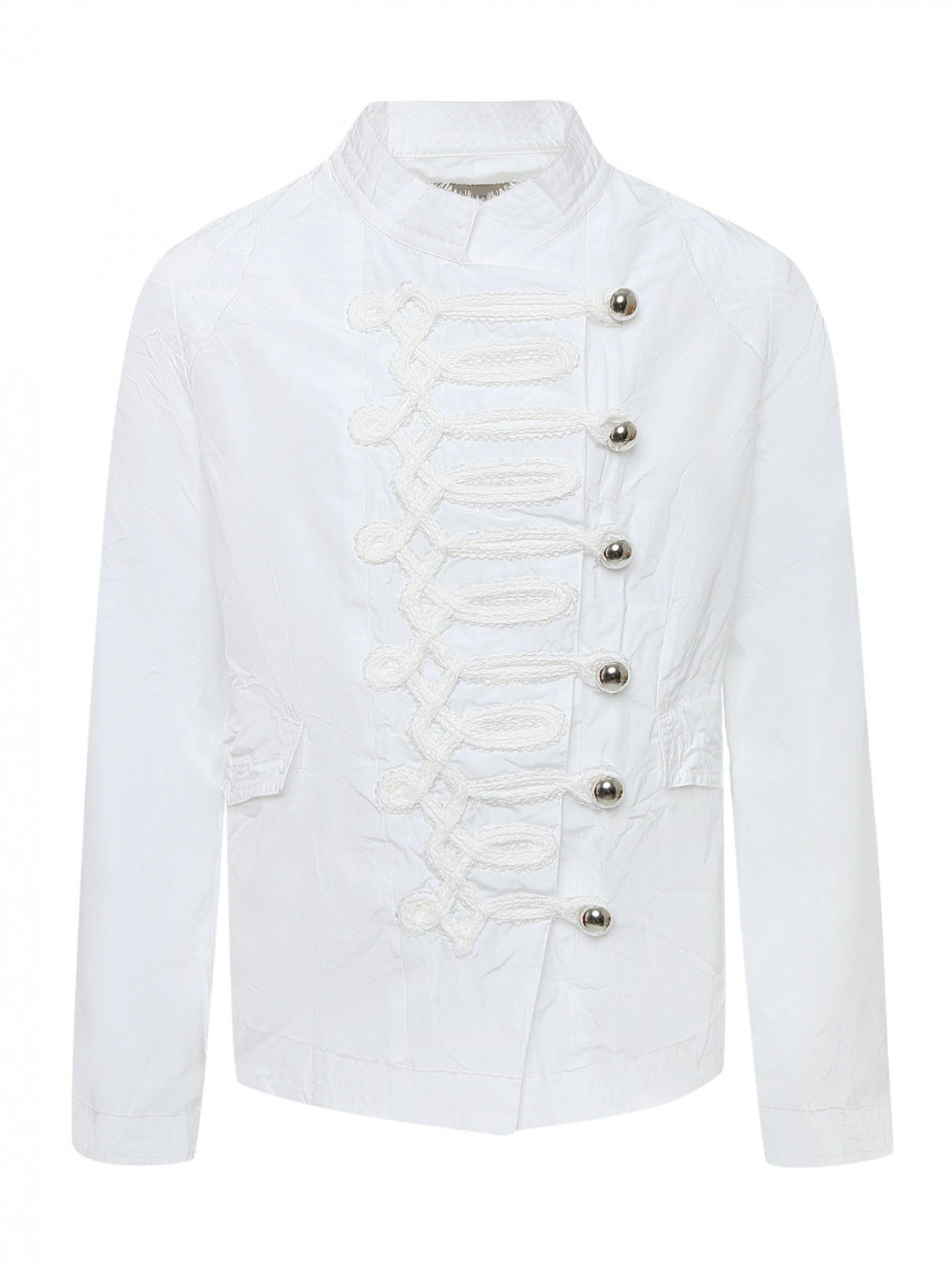Куртка из жатой ткани с декоративной тесьмой Ermanno Scervino Junior  –  Общий вид  – Цвет:  Белый