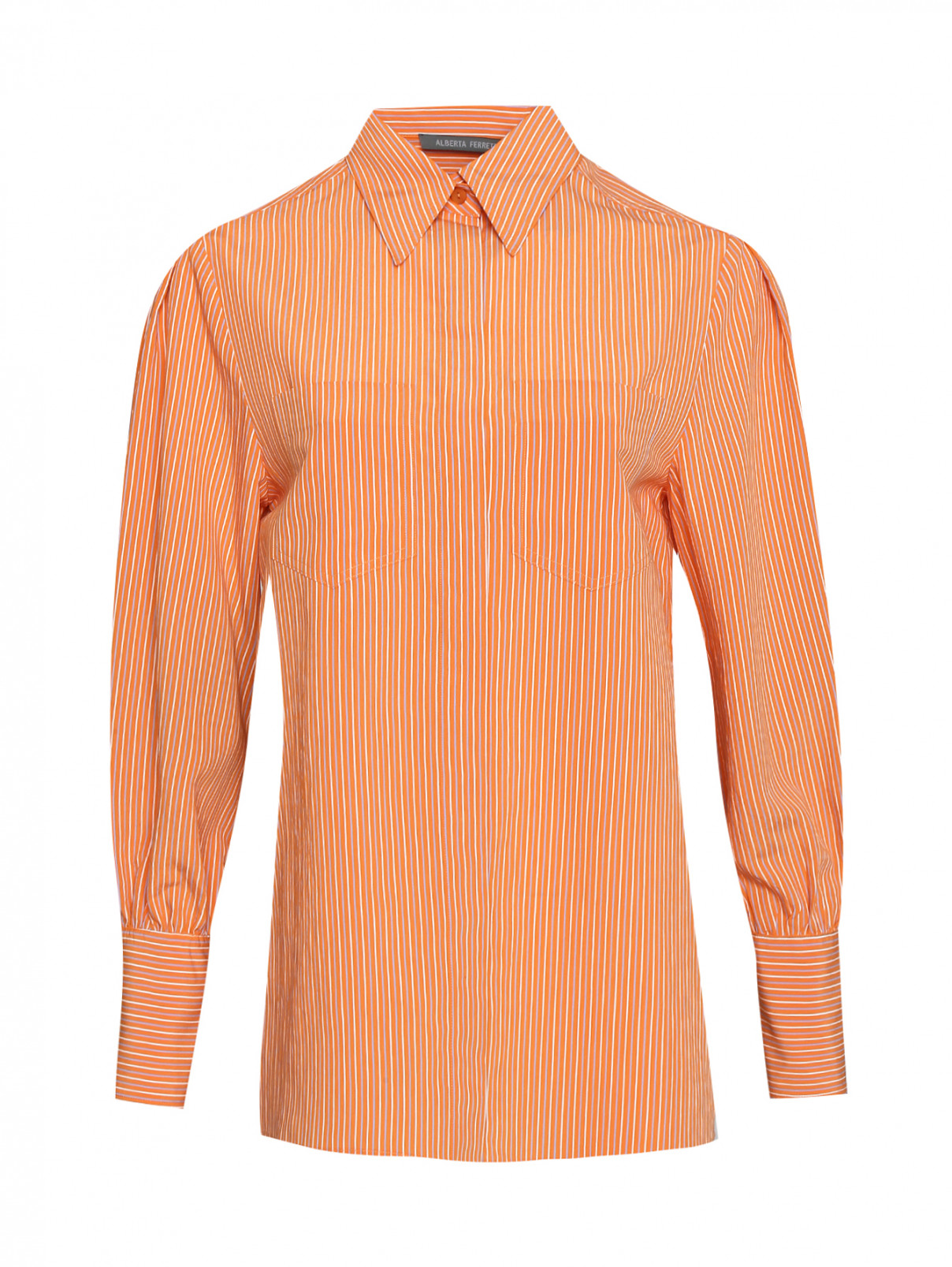 Рубашка из вискозы в полоску Alberta Ferretti  –  Общий вид  – Цвет:  Оранжевый