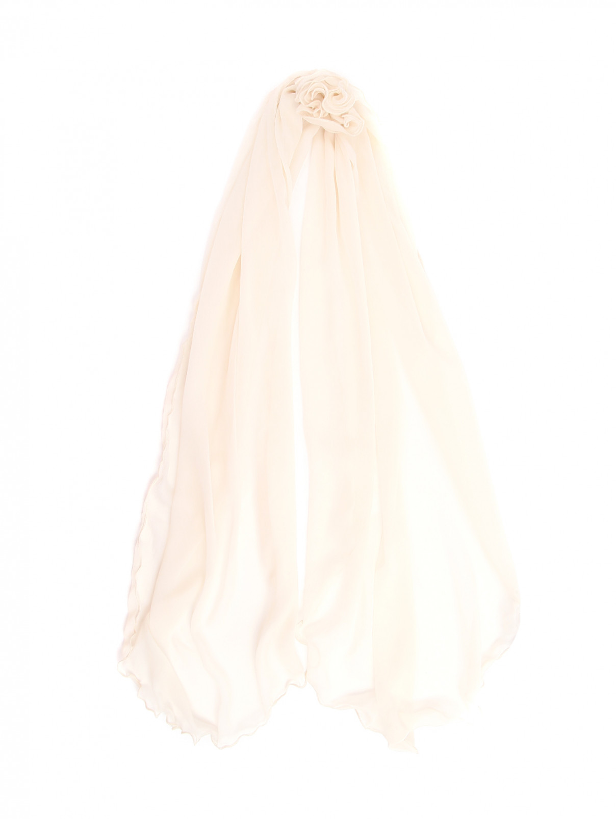 Шарф из мятой ткани с декором Max&Co  –  Общий вид  – Цвет:  Белый