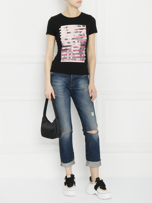 Укороченные джинсы с потертостями Guess - МодельОбщийВид