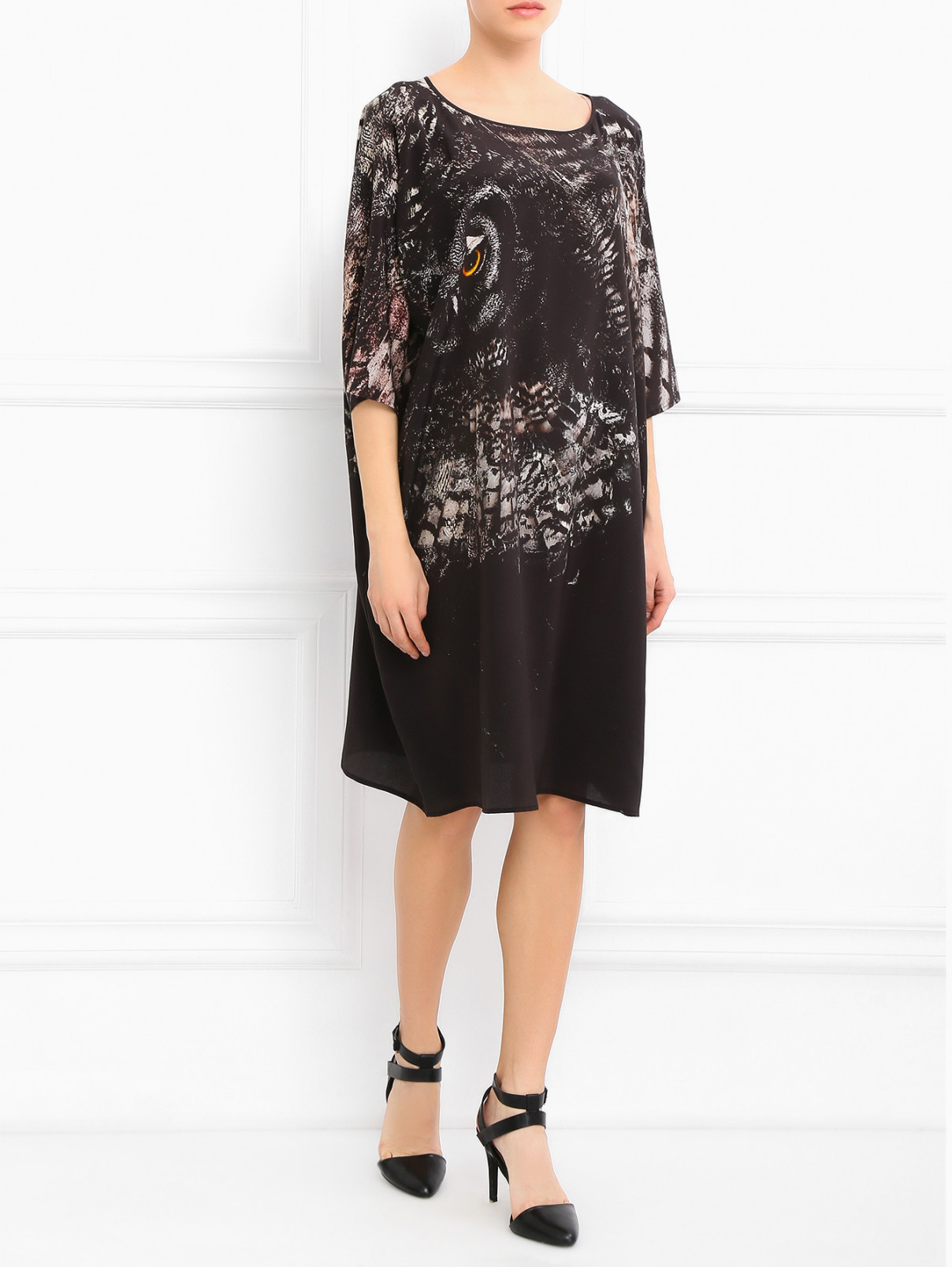 Платье из шелка свободного кроя Max Mara  –  Модель Общий вид  – Цвет:  Черный