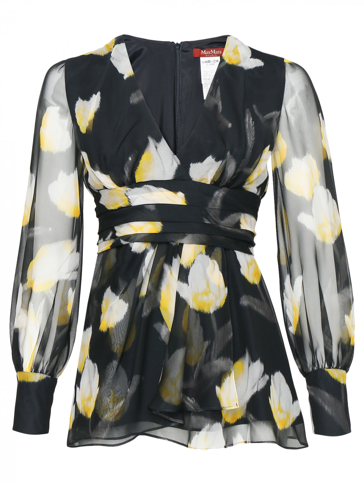 Блуза из шелка свободного кроя с узором Max Mara  –  Общий вид  – Цвет:  Узор