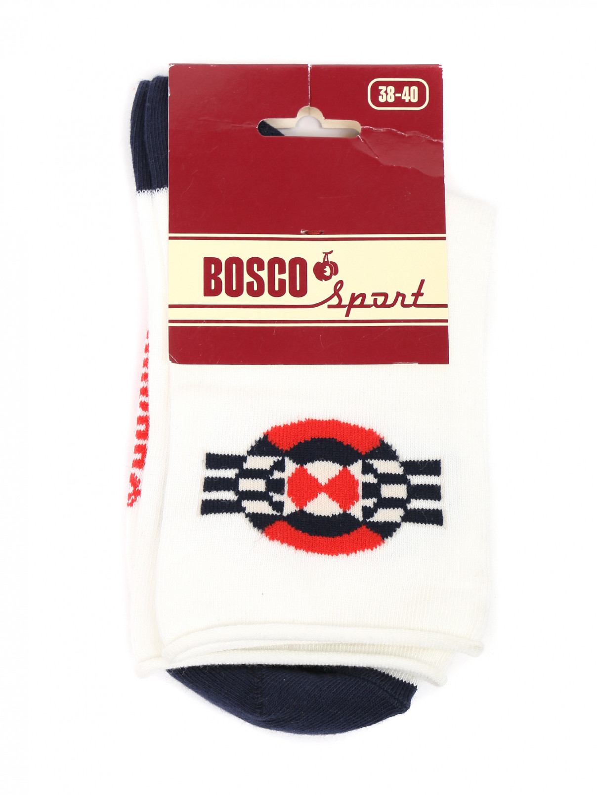 Носки из хлопка с принтом BOSCO  –  Общий вид  – Цвет:  Белый