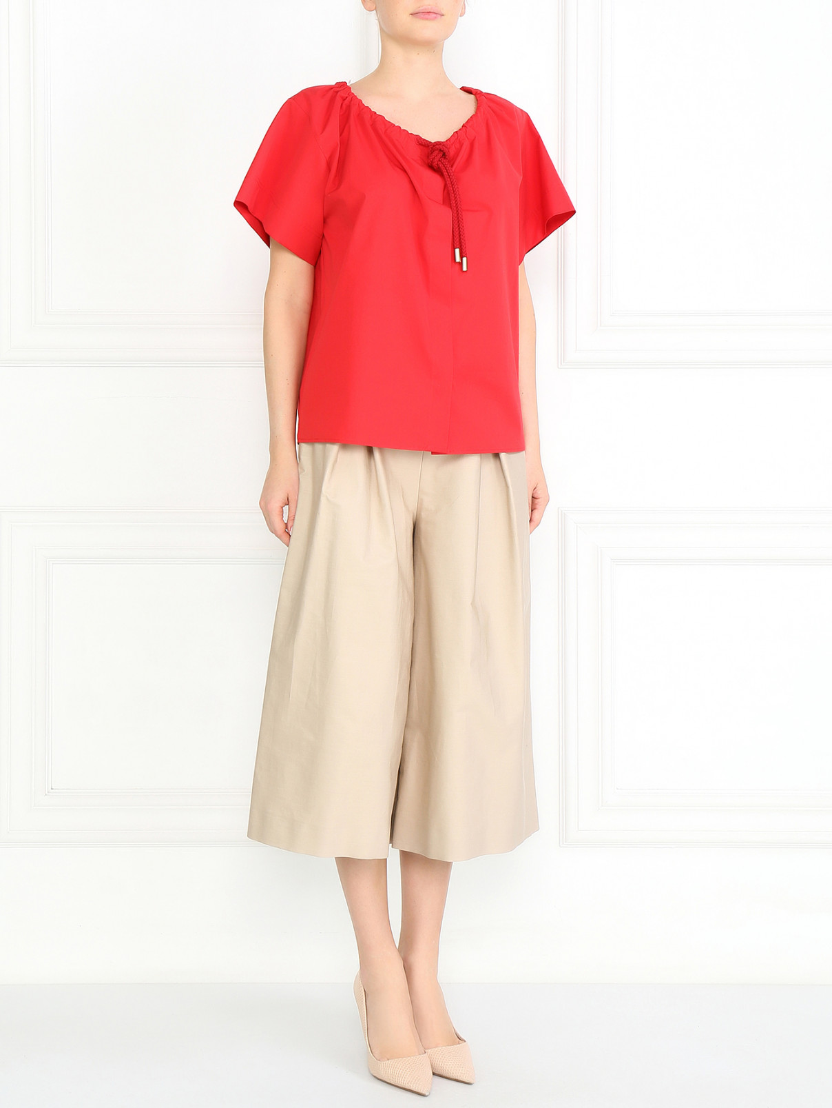 Блуза из хлопка Max Mara  –  Модель Общий вид  – Цвет:  Красный