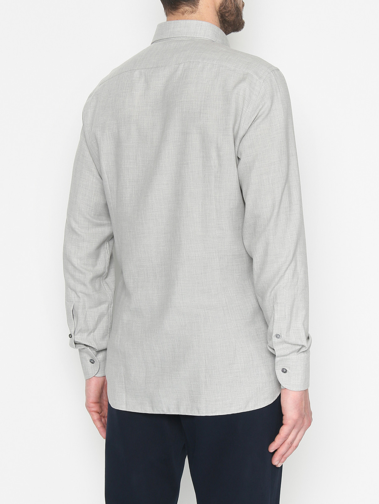 Однотонная рубашка из хлопка и кашемира LARDINI  –  МодельВерхНиз1  – Цвет:  Серый