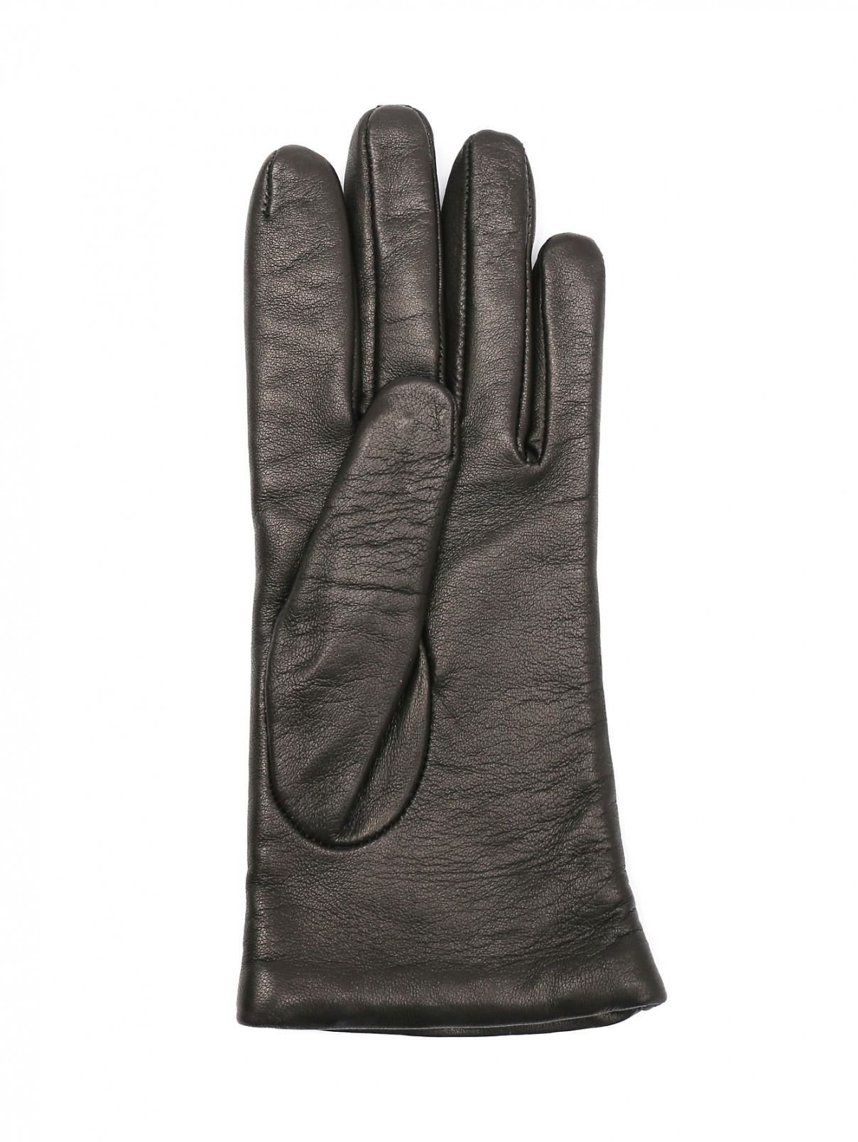 Перчатки из кожи с логотипом Moschino  –  Обтравка1  – Цвет:  Черный