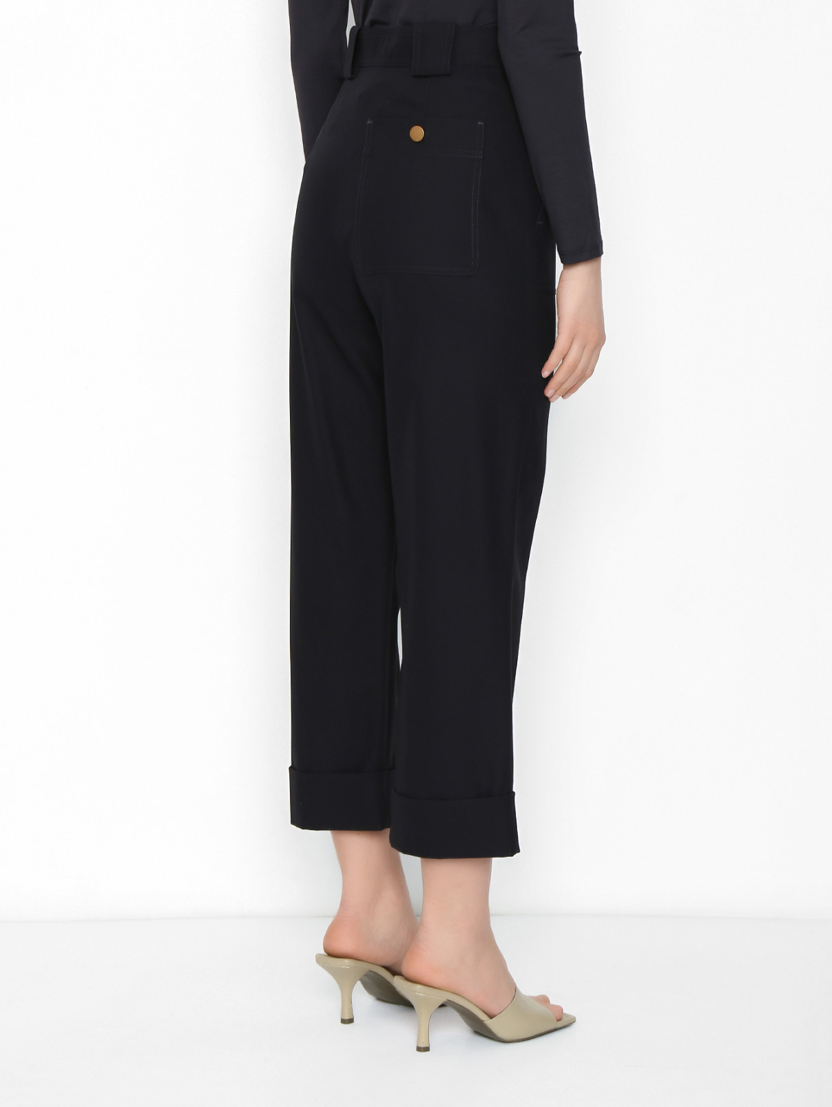 Брюки с подворотами и большими карманами Max Mara  –  МодельВерхНиз1  – Цвет:  Синий
