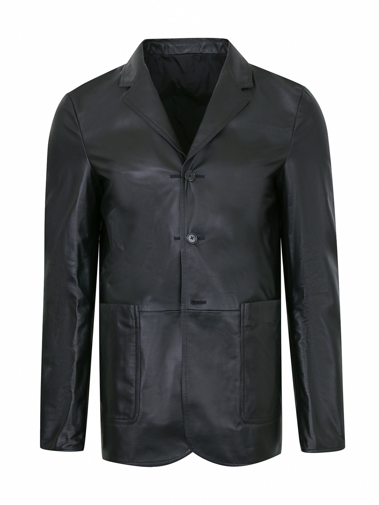 Пиджак из кожи Jil Sander  –  Общий вид  – Цвет:  Черный