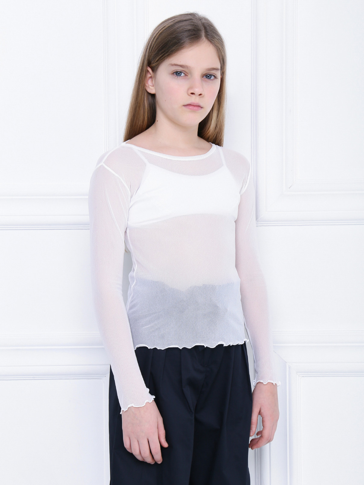 Топ-сетка с ажурным краем Aletta Couture  –  МодельВерхНиз  – Цвет:  Белый