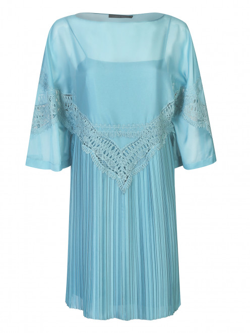 Платье из шелка с плиссировкой и кружевом Alberta Ferretti - Общий вид