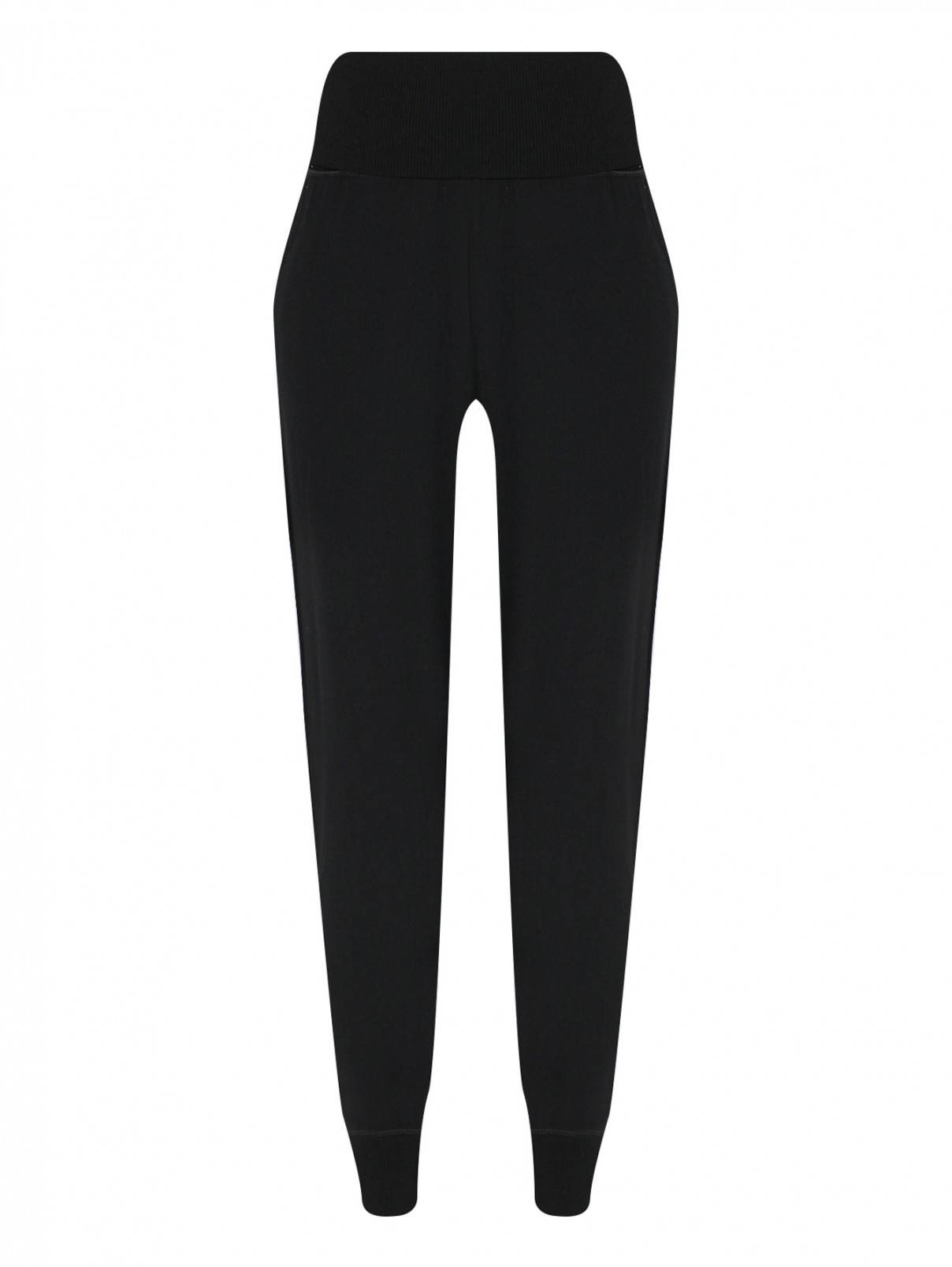 Комбинированные брюки с карманами Theory  –  Общий вид  – Цвет:  Черный