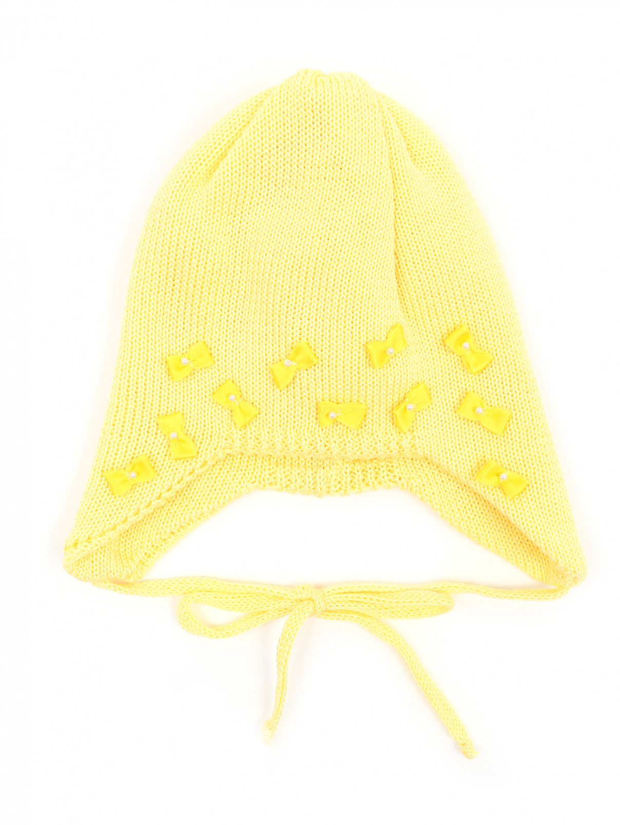 Шапка из шерсти с декоративными бантиками IL Trenino  –  Общий вид  – Цвет:  Желтый