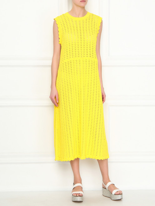 Платье из хлопка свободного кроя без рукавов Jil Sander - МодельОбщийВид