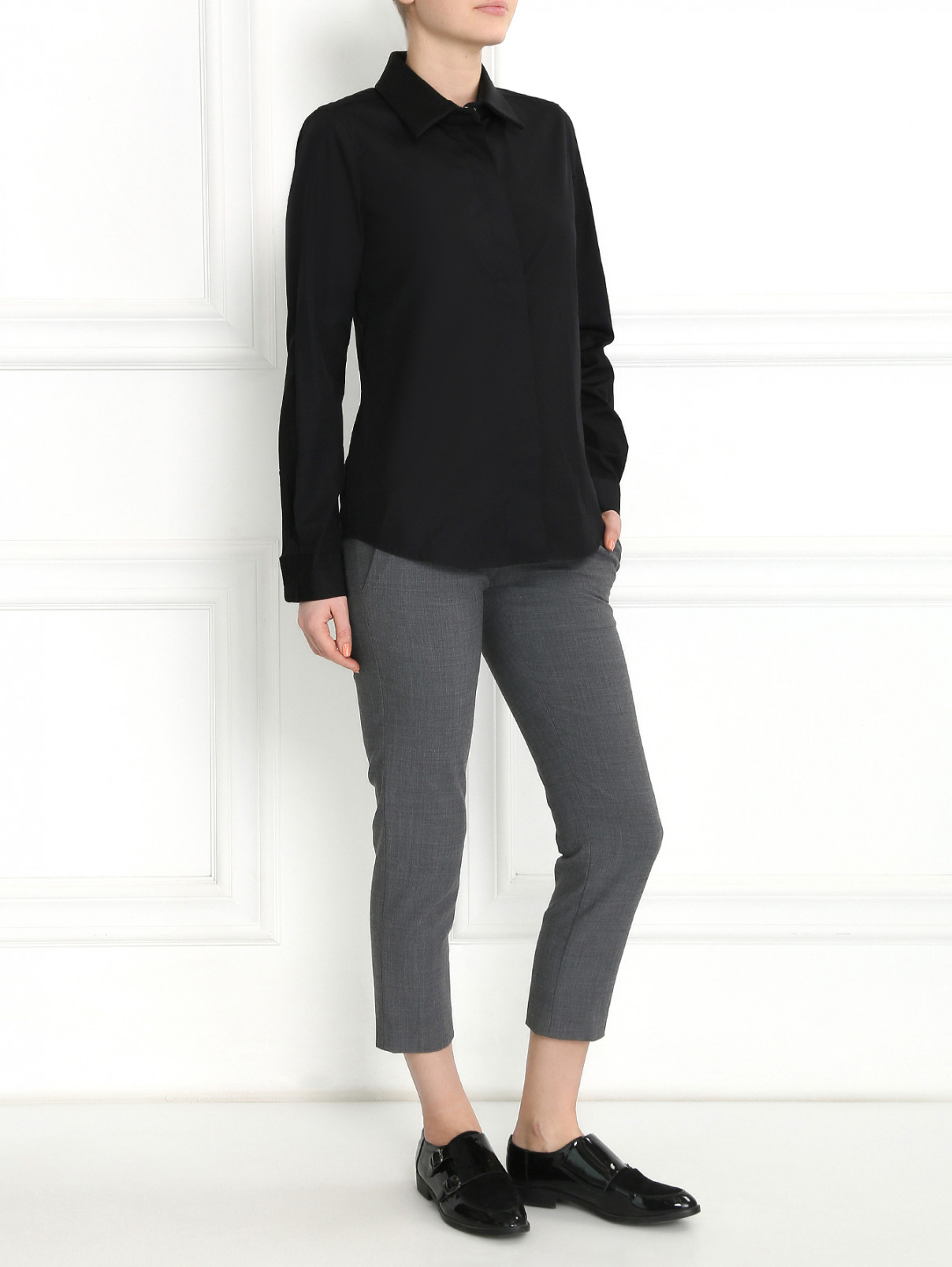 Блуза с воротником Max Mara  –  Модель Общий вид  – Цвет:  Черный