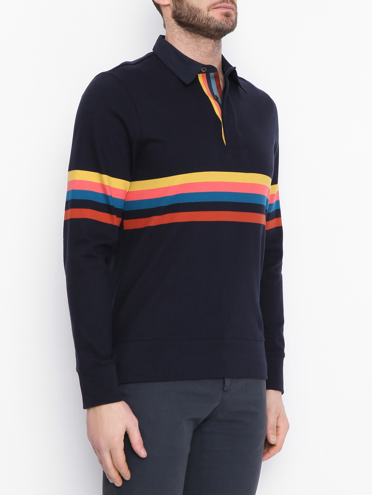 Джемпер из хлопка с узором Paul Smith  –  МодельВерхНиз  – Цвет:  Синий