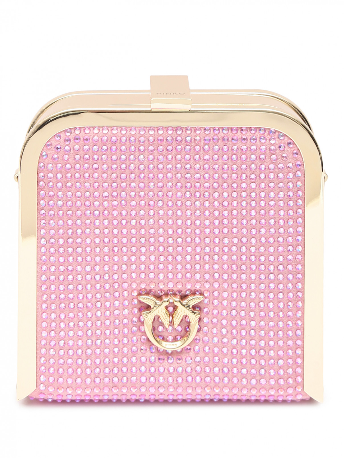 Клатч на цепочке декорированный кристаллами PINKO  –  Общий вид  – Цвет:  Розовый