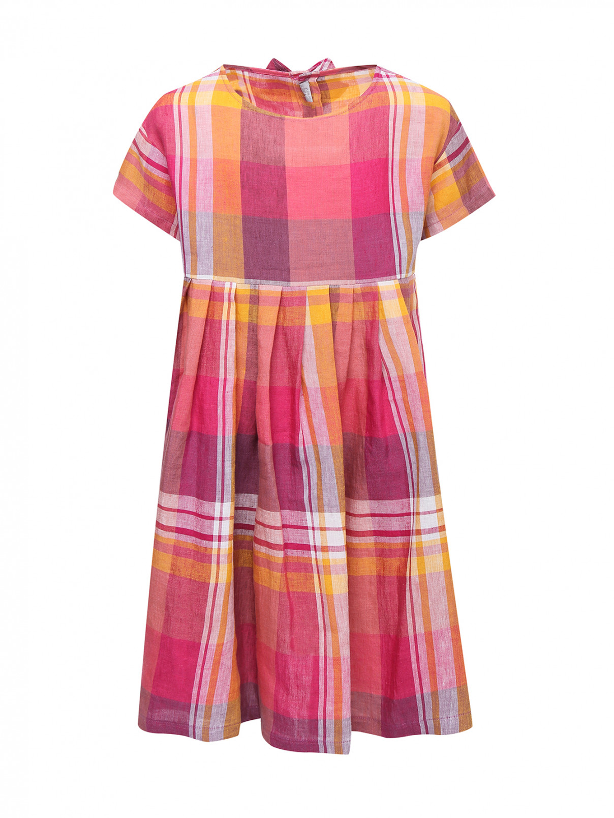 Льняное платье в "клетку" Il Gufo  –  Общий вид  – Цвет:  Узор
