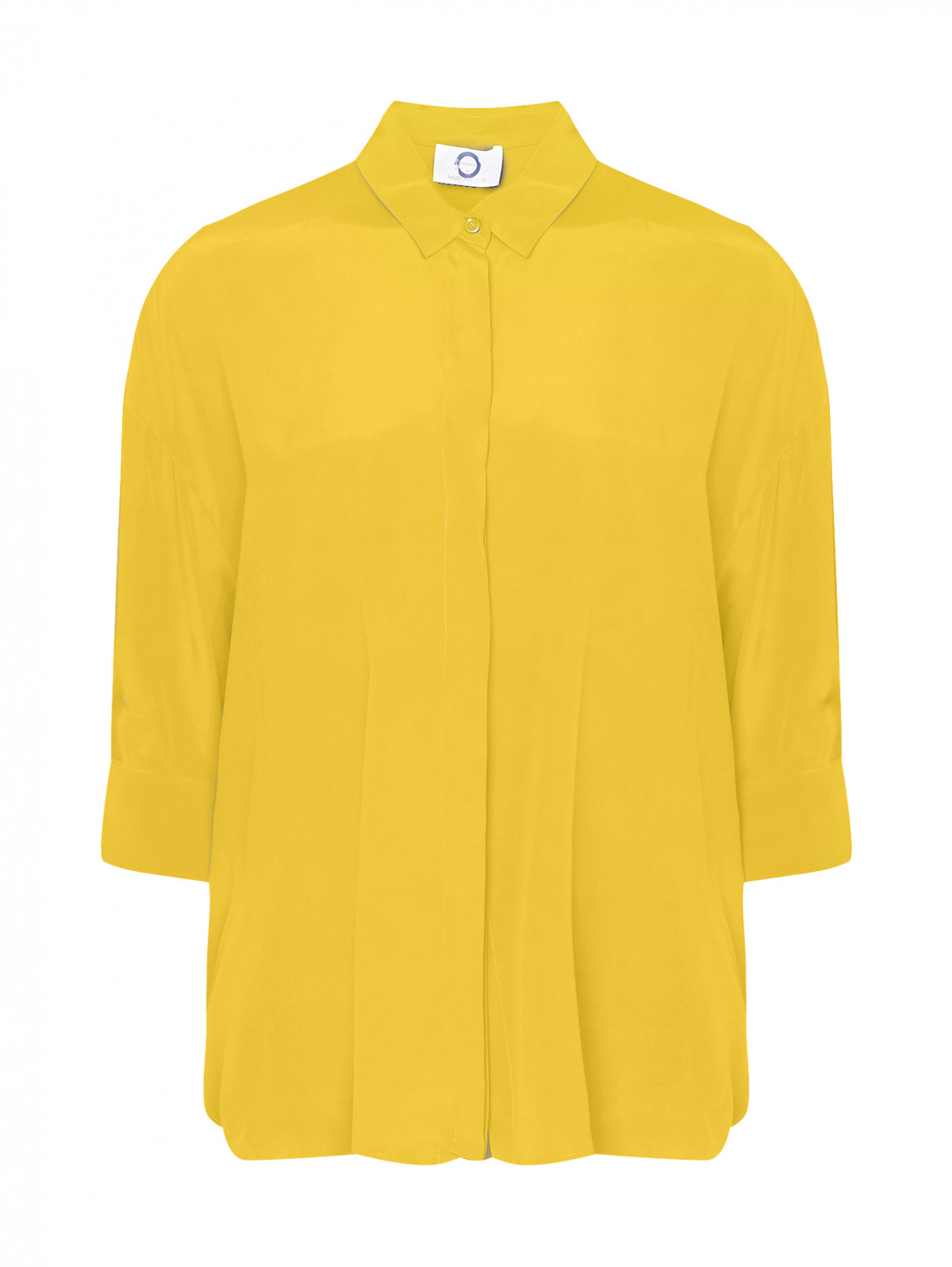 Блуза из смешанного шелка на пуговицах Marina Rinaldi  –  Общий вид  – Цвет:  Желтый