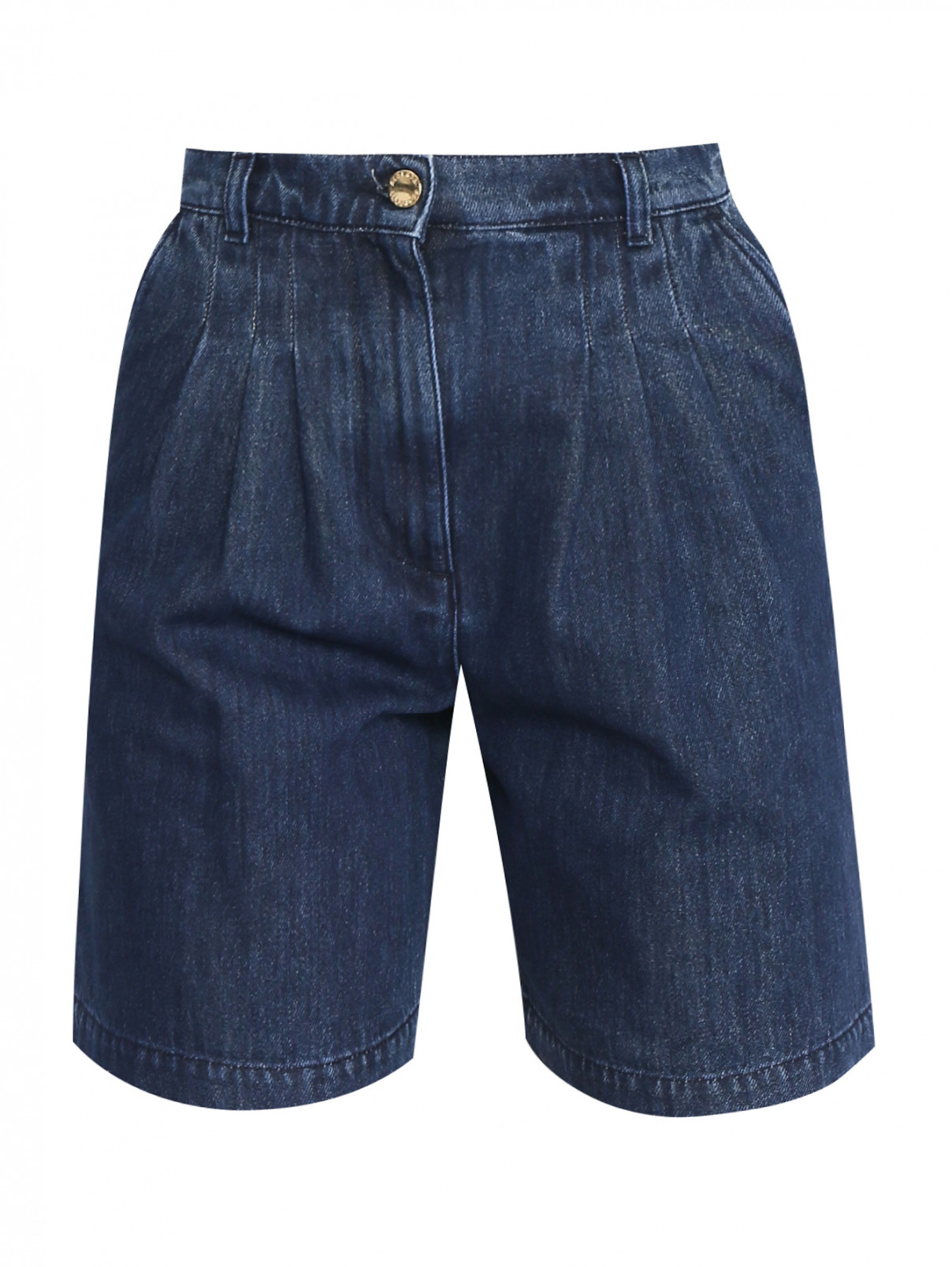 Джинсовые шорты свободного кроя с карманами Alberta Ferretti  –  Общий вид  – Цвет:  Синий
