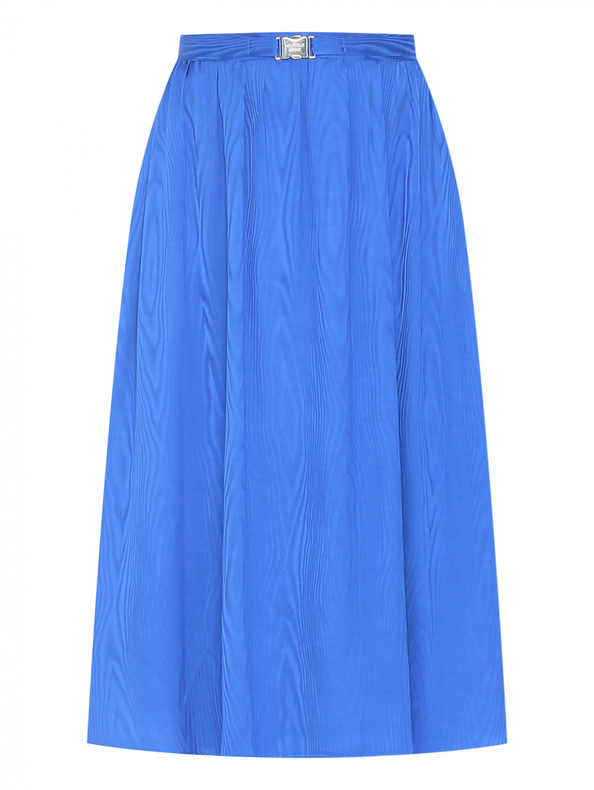 Юбка-миди из вискозы с узором Moschino Boutique  –  Общий вид  – Цвет:  Синий